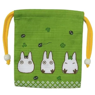 MY NEIGHBOR TOTORO - White Totoro - Green Cloth Bag 14x17cm