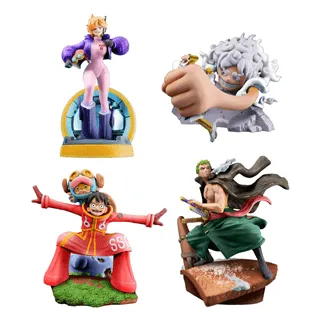 One Piece Petitrama PVC Mini Statue Logbox Re Birth Egghead Set 9 cm
