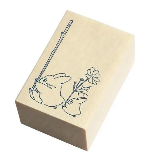 MY NEIGHBOR TOTORO - Blue & white Totoro - Wooden stamps 2x3x4.5cm