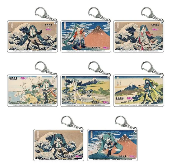 Katsushika Hokusai x Hatsune Miku Acrylic Keychains (7 cm x 8.5 cm) Blind Box - 1 Unidade Aleatória