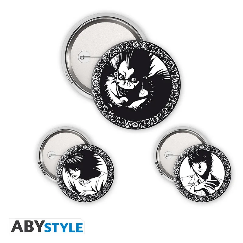 DEATH NOTE - Badge Pack Light, L & Ryuk (5cm + 3.2cm + 3.2cm)
